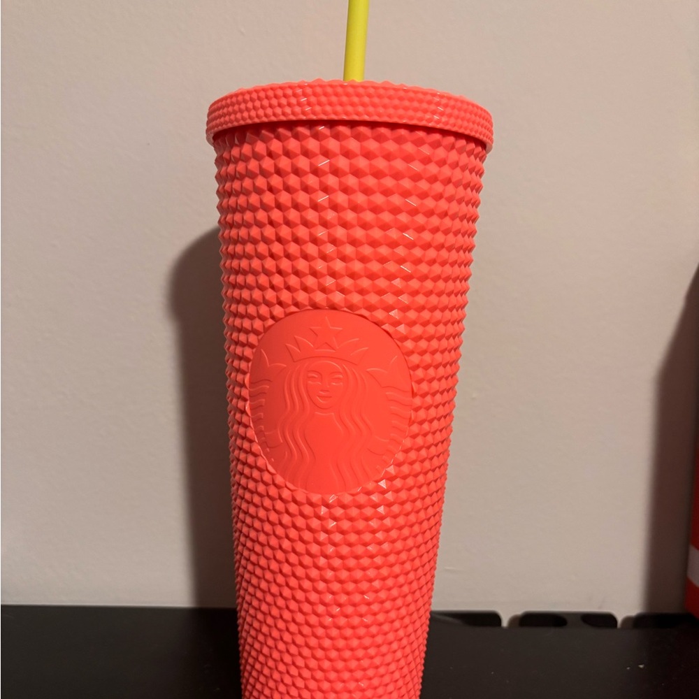 Starbucks Bright Coral Tumbler with Straw